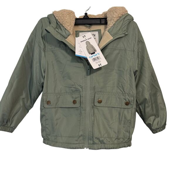 Carter's Other - Carter’s NWT mid weight olive kids lined water resistant jacket w/hood & pockets